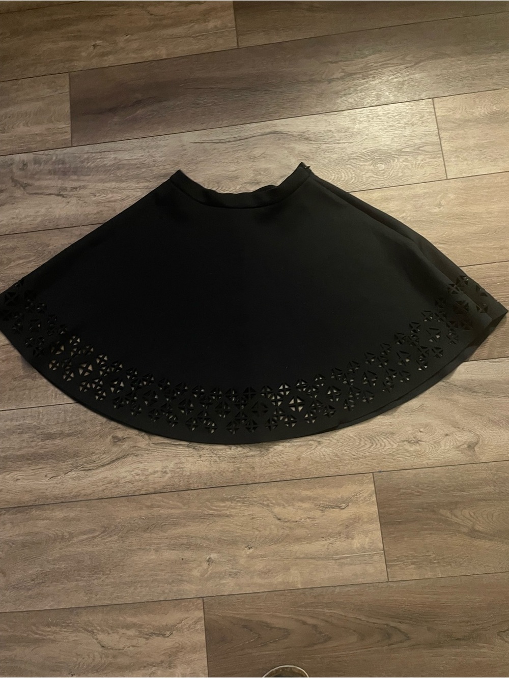 HYFVE Black Circle Skirt with Laser-Cut Hem